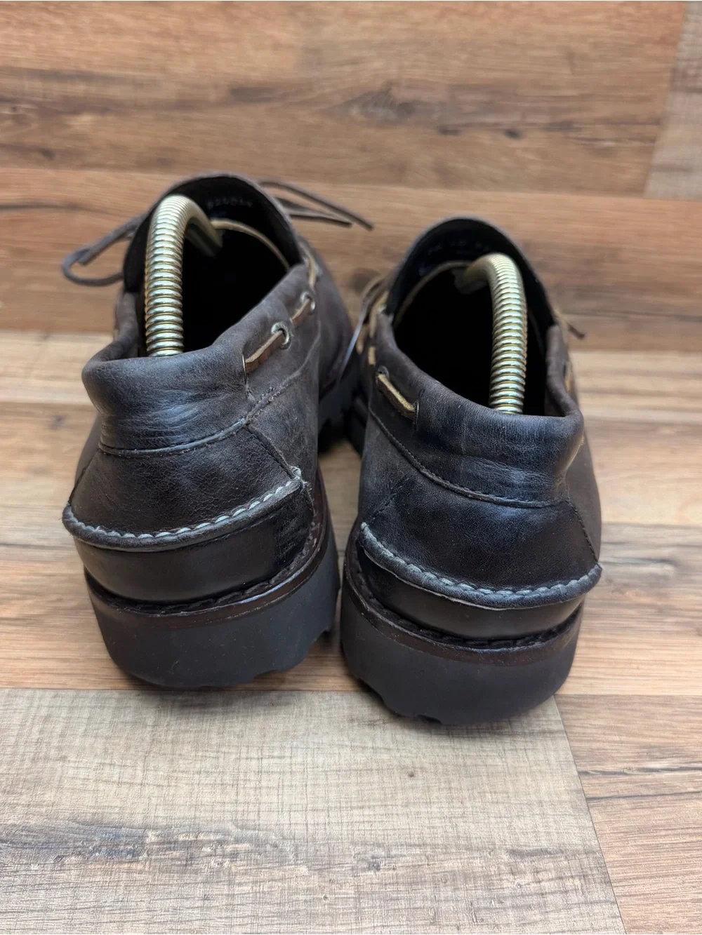 LL Bean size Men SZ 9EE Allagash Handsewn Mocs One-Eye Brown Leather Boat Shoes